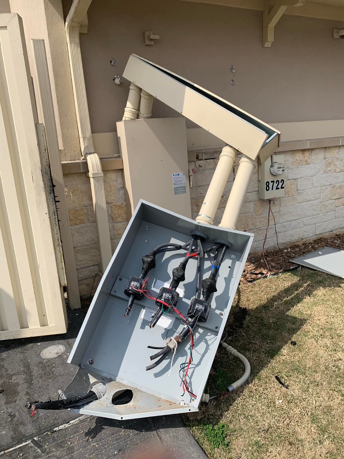 Storm-Damaged Commercial Service before work